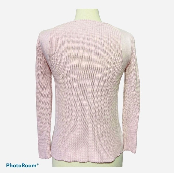 BURGESS Pale Pink Sweater Cotton/Cashmere Ribbed - Picture 3 of 8